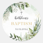 緑エレガントの葉のバプテスマ ラウンドシール (正面)