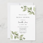 緑エレガントの葉のブライダルシャワー 招待状 (正面)