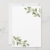 緑エレガントの葉のブライダルシャワー 招待状 (裏面)