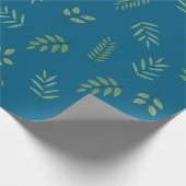 緑エレガントの葉のラッピング紙オン海青 ラッピングペーパー (角)