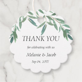 緑エレガントの葉の丸いメッセージカード フェイバータグ