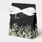 緑エレガントの葉の黒い金ゴールドの結婚数 フェイバーボックス (正面サイド)