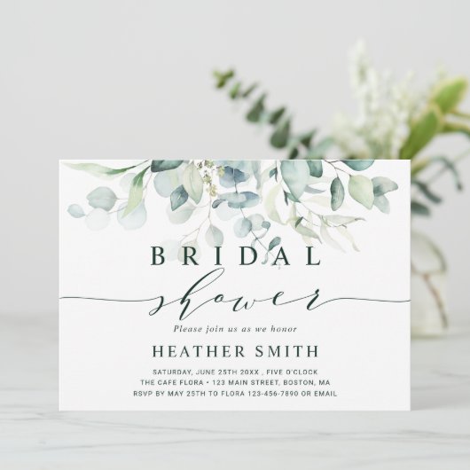 緑エレガントの葉ブライダルシャワー 招待状 (スタンド正面)