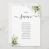 緑エレガントの葉座席計画表の番号 (裏面)