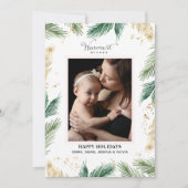 緑エレガントの葉金ゴールドの枝の水色 シーズンカード (正面)