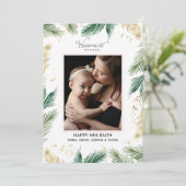 緑エレガントの葉金ゴールドの枝の水色 シーズンカード (スタンド正面)