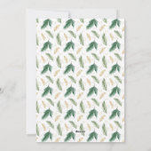 緑エレガントの葉金ゴールドの枝の水色 シーズンカード (裏面)