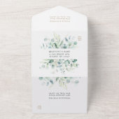 緑エレガントの葉金ゴールドアンパサ結婚ンド オールインワン招待状 (外側)