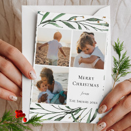 緑エレガントの葉金ゴールド紙吹雪水色 シーズンカード