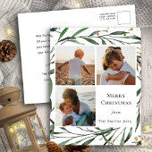 緑エレガントの葉金ゴールド紙吹雪水色 シーズンポストカード