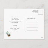 緑エレガントの葉金ゴールド紙吹雪水色 シーズンポストカード (裏面)