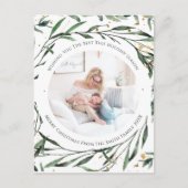 緑エレガントの葉金ゴールド紙吹雪水色 シーズンポストカード (正面)