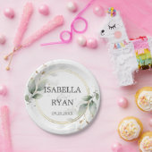 緑エレガントの葉金ゴールド結婚紙プレート ペーパープレート (パーティー)