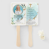 緑エレガントの葬儀お祝い ハンドファン (正面&裏面)