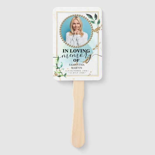 緑エレガントの葬儀お祝い ハンドファン (正面)