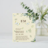 緑エレガントの蝶結婚式招待状 (スタンド正面)