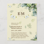 緑エレガントの蝶結婚式招待状 (正面)