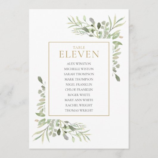 緑エレガントの表（11座席表） 招待状 (正面)