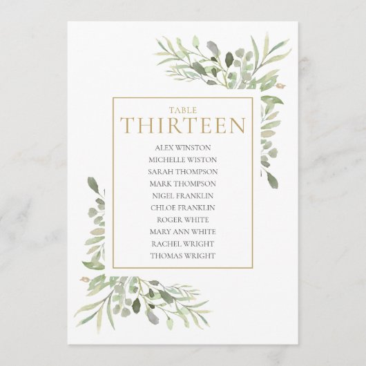 緑エレガントの表(13)座席表 招待状 (正面)