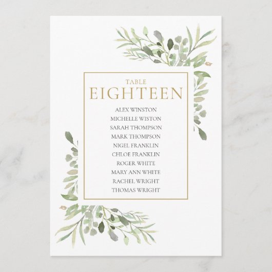 緑エレガントの表（18席グラフ） 招待状 (正面)