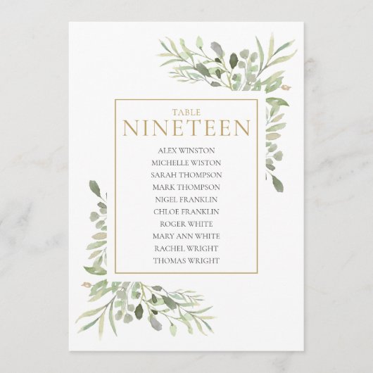 緑エレガントの表(19)座席表 招待状 (正面)