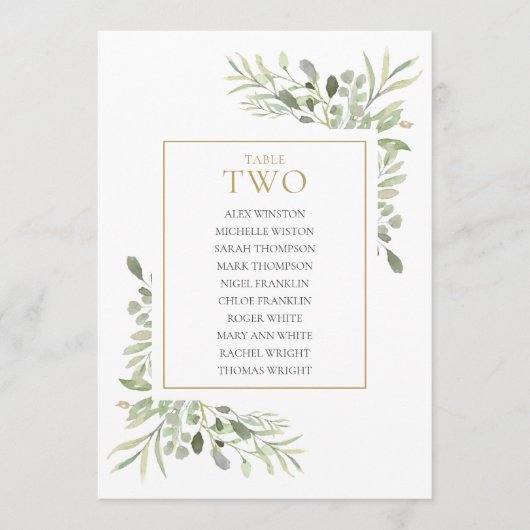 緑エレガントの表(2座席表) 招待状 (正面)