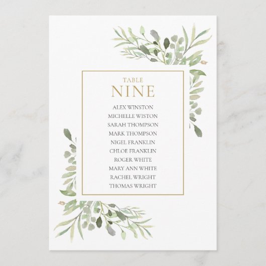 緑エレガントの表(9)座席表 招待状 (正面)