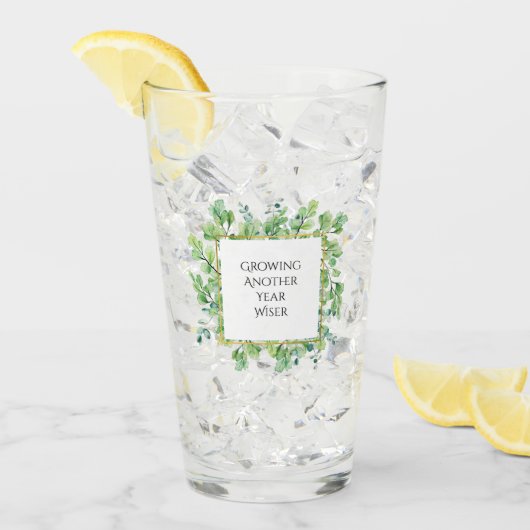 緑エレガントの誕生日パーティーのカスタマイズ タンブラーグラス (アイス正面)