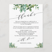 緑エレガントの週末の旅程へようこそ エンクロージャーカード (裏面)