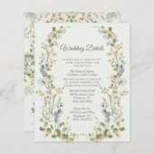 緑エレガントの野結婚花囲いカード (正面/裏面)