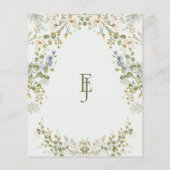 緑エレガントの野結婚花囲いカード (裏面)