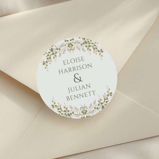 緑エレガントの野結婚花 ラウンドシール