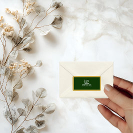 緑エレガントの金ゴールドスクリプトフレーム差出人住所 ラベル