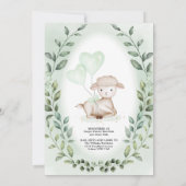 緑エレガントの金ゴールドベビーラムバーチャルシャワー 招待状 (裏面)