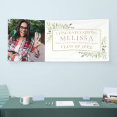 緑エレガントの金ゴールド写真卒業バナー 横断幕 (トレードショー)