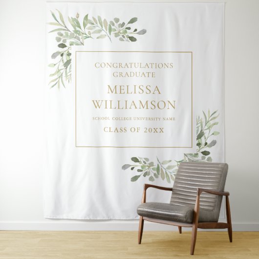 緑エレガントの金ゴールド卒業写真の背景 タペストリー (インサイチュ)