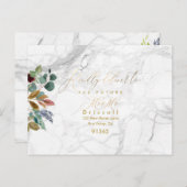 緑エレガントの金ゴールド書道RSVP w食事 インビテーションポストカード (正面/裏面)