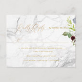 緑エレガントの金ゴールド書道RSVP w食事 インビテーションポストカード (裏面)