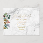 緑エレガントの金ゴールド書道RSVP w食事 インビテーションポストカード (正面)