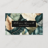 緑エレガントの金ゴールド葉 名刺 (正面)