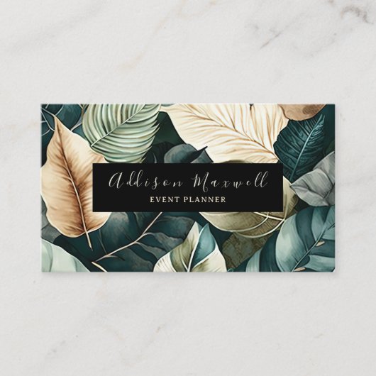 緑エレガントの金ゴールド葉 名刺 (正面)