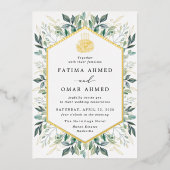 緑エレガントの離れ・イスラム結婚教徒 箔招待状 (正面)