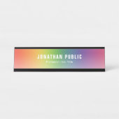 緑エレガントの黄色の赤の青の紫のモダン色 デスクネームプレート (正面)