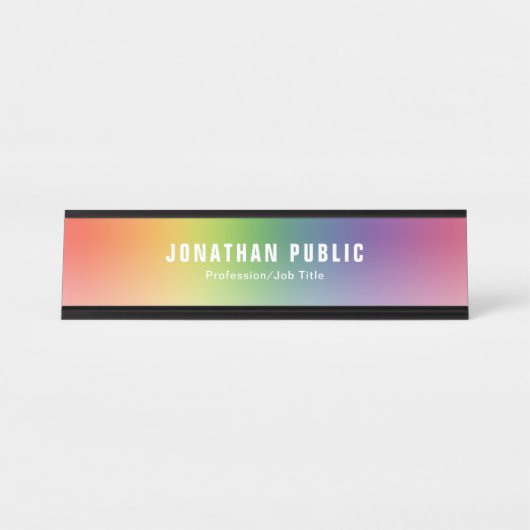 緑エレガントの黄色の赤の青の紫のモダン色 デスクネームプレート (正面)