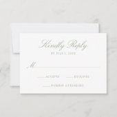 緑エレガントのChinoiserieビクトリアンフローラ結婚ズ 出欠カード (正面)