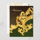 緑エレガントサンキューカード ポストカード (正面/裏面)