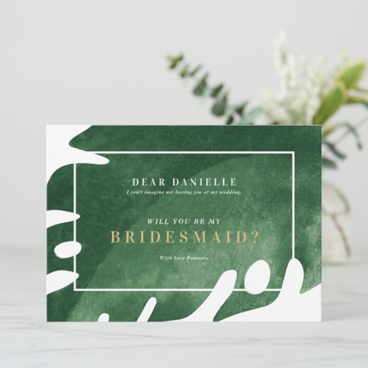 緑エレガントシンプル熱帯葉 招待状 (スタンド正面)