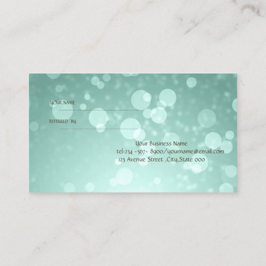 緑エレガントスタイリッシュの《写真》ぼけ味紹介カード 紹介カード (裏面)