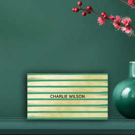 緑エレガントターコイズ金ゴールド絵を描箔 ストライプの 名刺