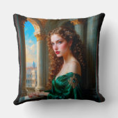 緑エレガントドレスのルネッサンス女性 クッション (裏面)